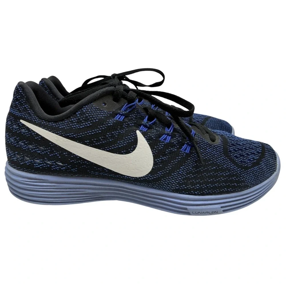 Nike Women's LunarTempo 2 Athletic Sneaker Shoes Black Blue 818098‎ 401 Size 8.5
